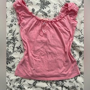 Forever 21 Y2K Coquette Pink Milkmaid Top